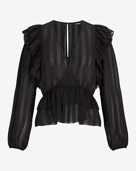 Ruffle Tiered Peplum Blouse | Express
