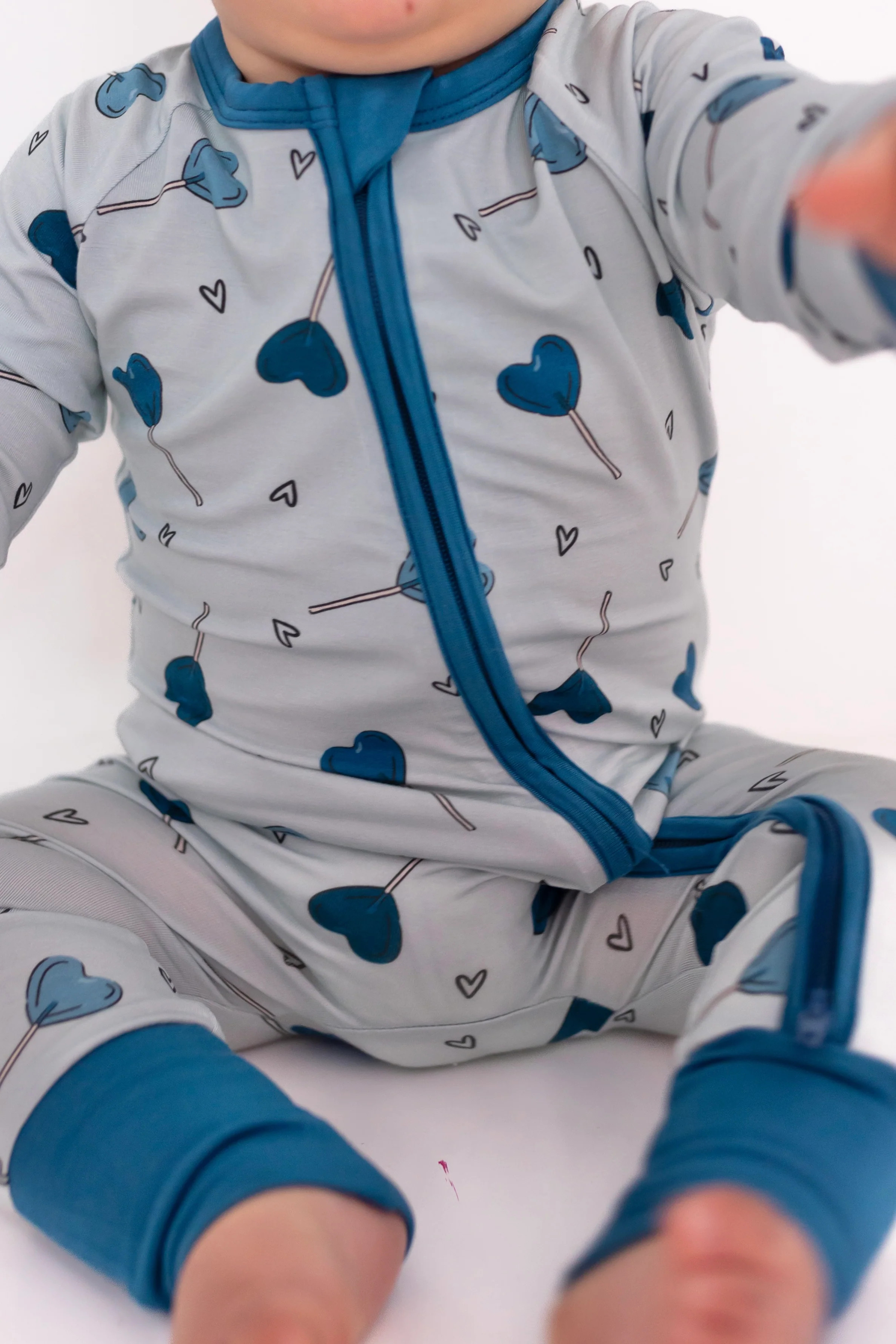 Blue Sugar Rush Zipper Romper | In My Jammers