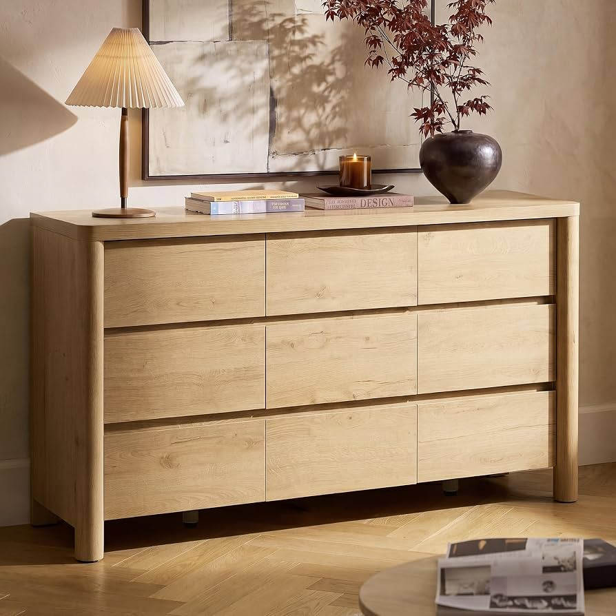 ModernMate 9 Drawer Dresser for Bedroom, 63" Wide Wooden Dresser with 3.1" Solid Rounded Legs, He... | Amazon (US)