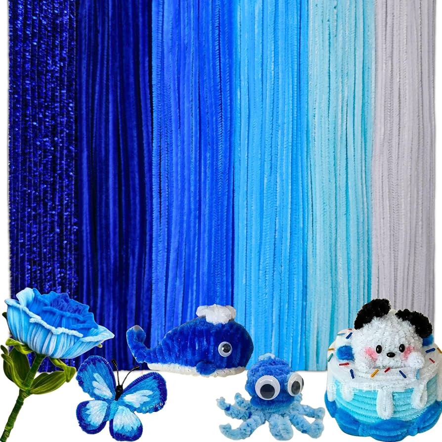 200 PCS 6 Colors Blue Pipe Cleaners Chenille Stems,Pipe Cleaners Craft,Pipe Cleaners Set for DIY ... | Amazon (US)