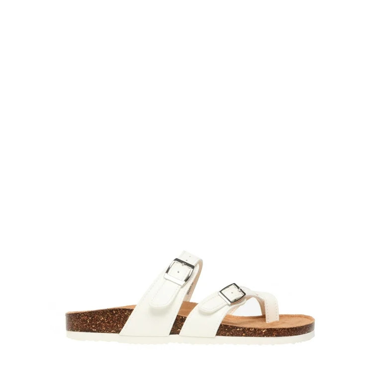 Time and Tru Women’s Toe Thong Footbed Slide Sandals, Wide Width Available | Walmart (US)