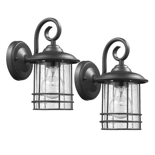 Transitional 1 Light Black Outdoor Wall Sconce 10" Height, 2-pack | Walmart (US)