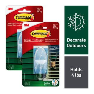 Command 4 lbs. Large Clear Outdoor Window Hook (2-Pack) (2 Hooks, 4 Water Resistant Strips) 17093... | The Home Depot