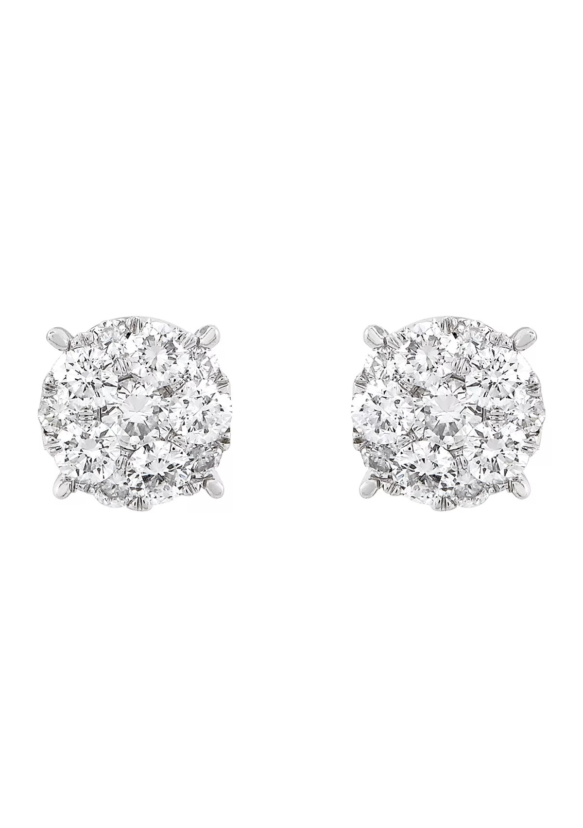 1/2 ct. t.w. Lab Grown Diamond Earrings in Sterling Silver and 3K White Gold | Belk