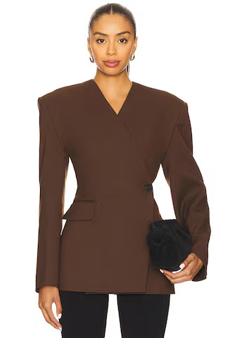 EAVES x Yhasmina Ferrara Naama Blazer in Brown from Revolve.com | Revolve Clothing (Global)