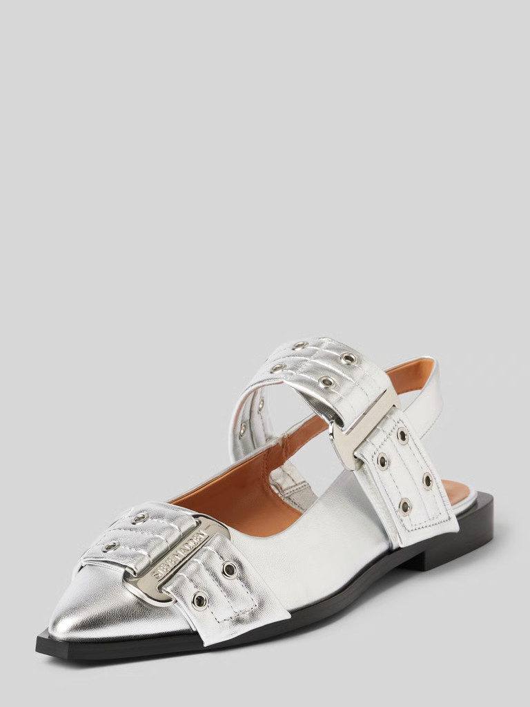 Ballerina's in laklook met studs in zilver | Peek & Cloppenburg NL