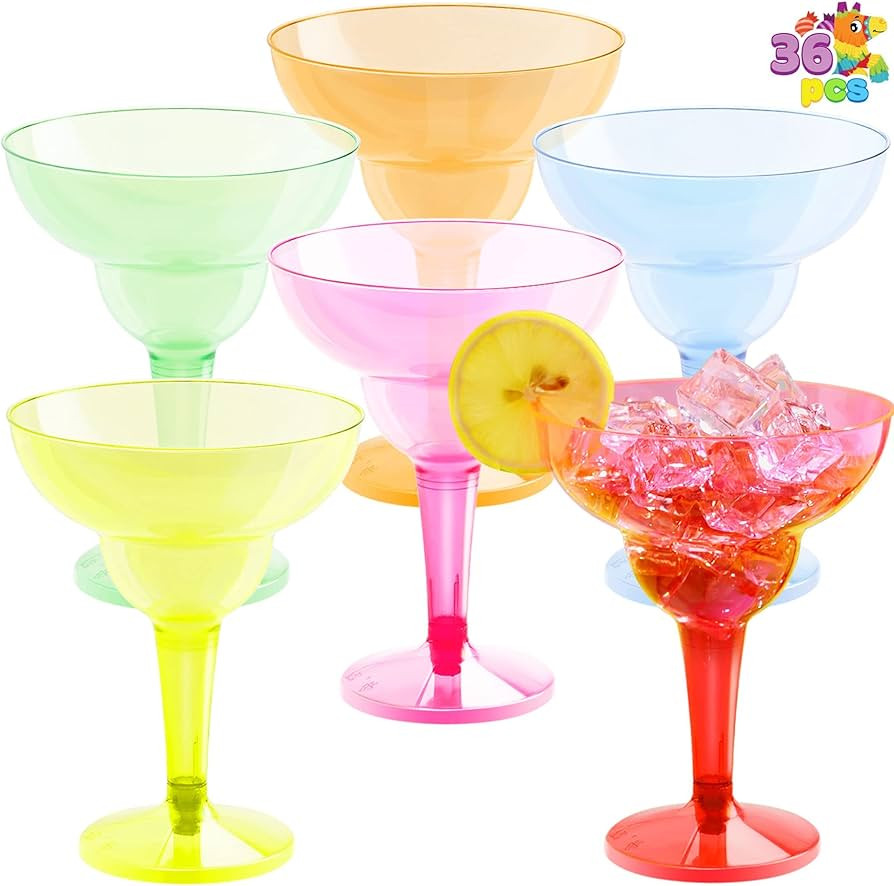 JOYIN 36 Packs Plastic Margarita Glasses Cups 12 oz Disposable Cinco De Mayo Fiesta Party Decorat... | Amazon (US)