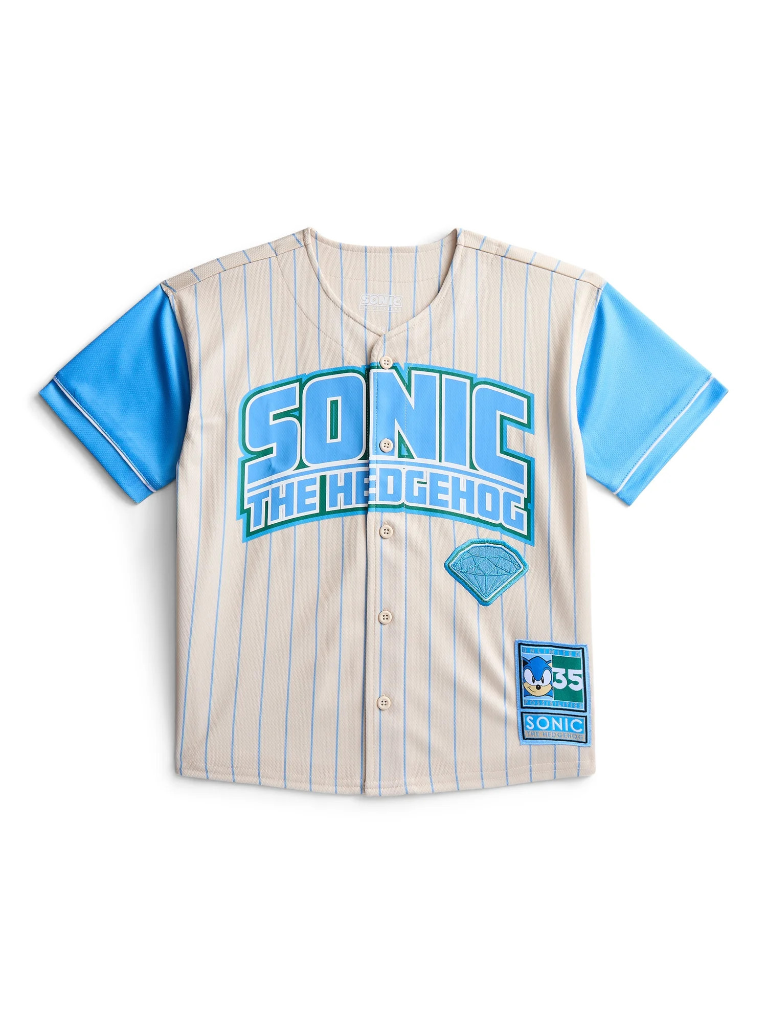 Sonic the Hedgehog Boys Graphic Baseball Button Down Jersey with Short Sleeves, Sizes 4-12 | Walmart (US)