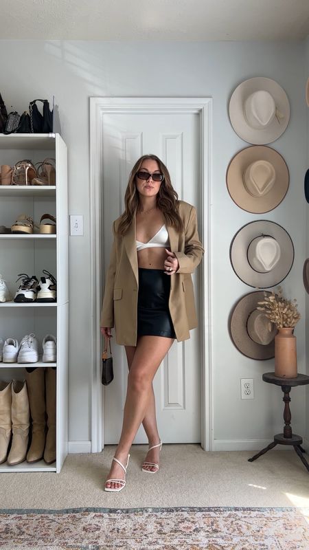 Save for your next girls night look 😘 
Blazer M 
Skirt M 
Bralette M 
.⁠
.⁠
.⁠
.⁠
blazer outfit, oversized blazer, Spring outfit, outfit inspo, minimal style, fashion inspo, outfit ideas, street style, Pinterest aesthetic, Pinterest girl, styling reels, spring style, summer style, casual chic, amazon fashion. 

#LTKstyletip #LTKunder50 #LTKunder100