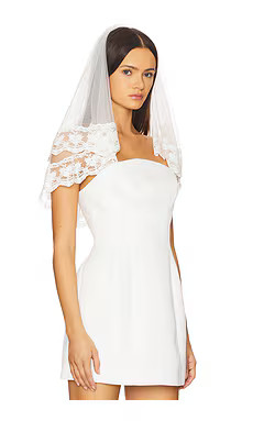 Gigi & Olive Mini Lace Trim Veil in Pale Ivory from Revolve.com | Revolve Clothing (Global)