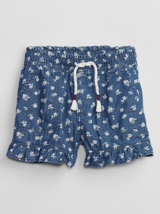 babyGap Chambray Utility Pull-On Shorts with Washwell | Gap Factory
