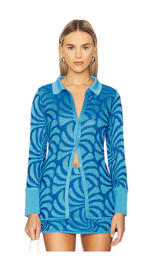 Lara Blouse in Jacquard Neptune | Revolve Clothing (Global)