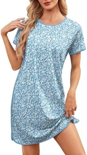 Nightgowns for Women House Dress Short Sleeves Lounge Dresses Night Gowns for Sleeping Soft Print... | Amazon (US)