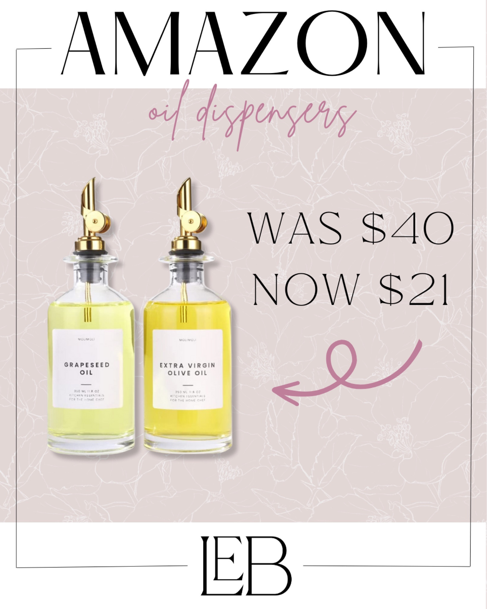 These Amazon oil dispensers are on sale right now! They are great for cooking and are very pretty 🖤

Kitchen, cooking, cookware, kitchen utensils, kitchen essentials, Amazon kitchen 

#LTKFind #LTKhome #LTKsalealert