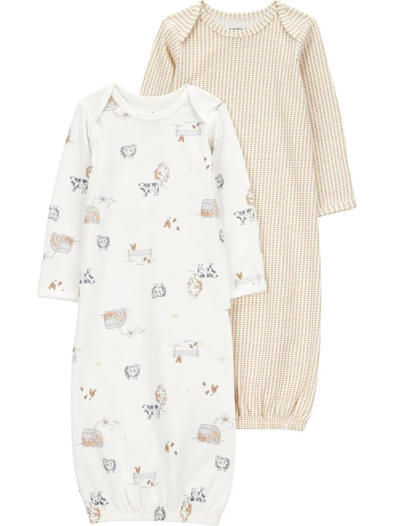 Carter's Child of Mine Baby Unisex Gown, 2-Pack, Sizes Newborn-0/3 Months | Walmart (US)