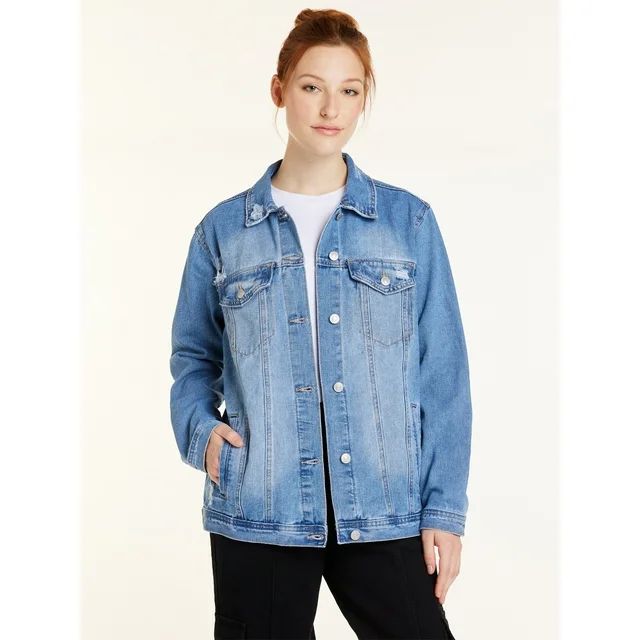 Madden NYC Women's Oversized Denim Jacket, Sizes XS-XXXL | Walmart (US)