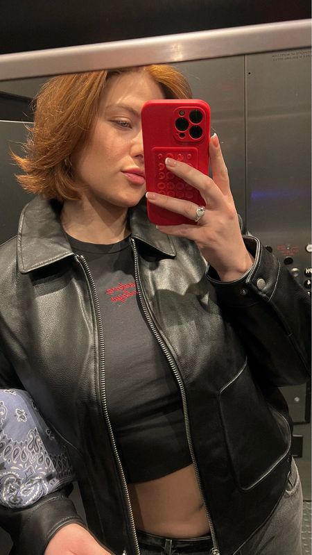 Casual outfit ootd 

Mirror pic, outfit inspiration, style inspiration, casual outfit ideas, leather jacket, denim, jeans, red, embroidered

#LTKmidsize #LTKstyletip #LTKfindsunder100