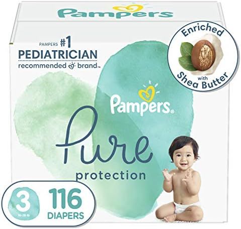 Diapers Size 3, 116 Count - Pampers Pure Protection Disposable Baby Diapers, Hypoallergenic and U... | Amazon (US)
