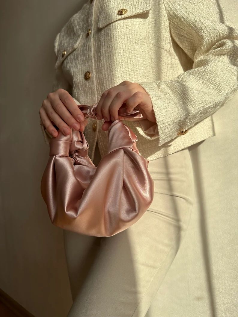 Small Satin Bag With Knots Stylish Satin Purse Furoshiki Knot Bag Origami Bag 35 Colors Wedding P... | Etsy ROW