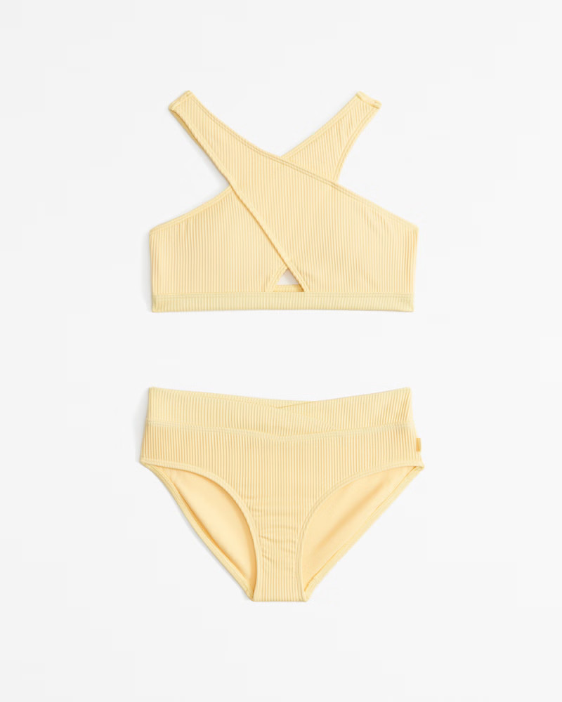 high-neck wrap-front two-piece swimsuit | Abercrombie & Fitch (US)