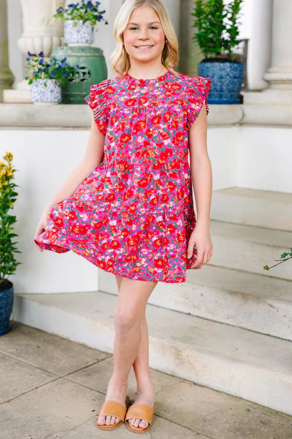 Girls: Make My Day Fuchsia Pink Floral Babydoll Dress | The Mint Julep Boutique