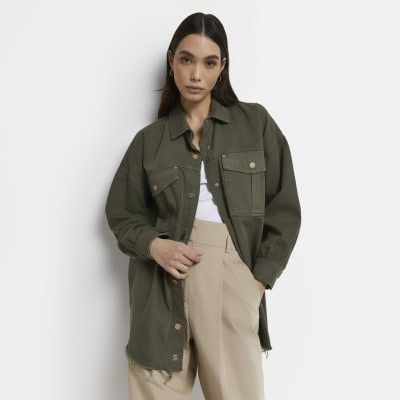 Khaki denim utility shacket | River Island (UK & IE)