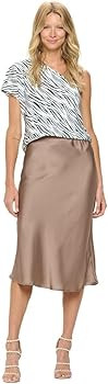 Women Solid High Waist Silky Casual Elastic Satin Midi Skirt -Made in USA (Available in Plus Size... | Amazon (US)