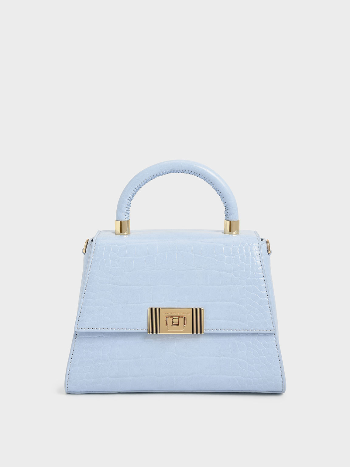C-Capsule Collection: Marise Croc-Effect Trapeze Bag​
 - Blue | CHARLES & KEITH (US)