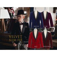 Toddler To Teen Boy Slim Fit Premium Velvet Suit Blazer Black Satin Shawl Lapel, Black, Indigo Blue, | Etsy (US)