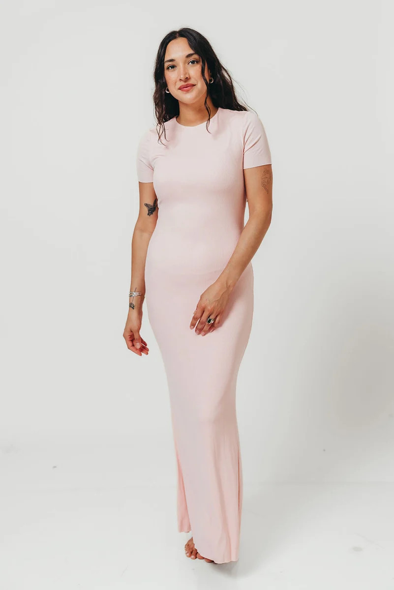 The Charlie Ribbed Maxi Dress in Baby Pink - Bump Friendly *5/31 PRE-O | Worth Collective