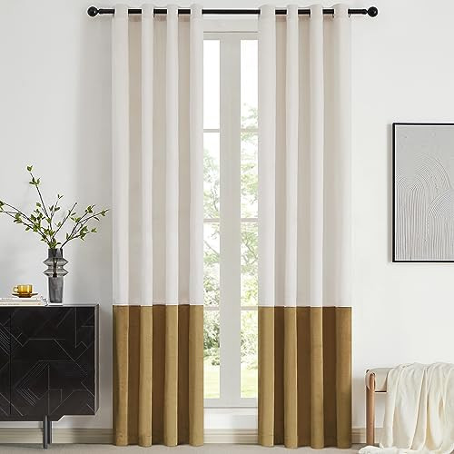 BULBUL Luxury Cream Gold Curtains 120 inches for Modern Living Room | Amazon (US)