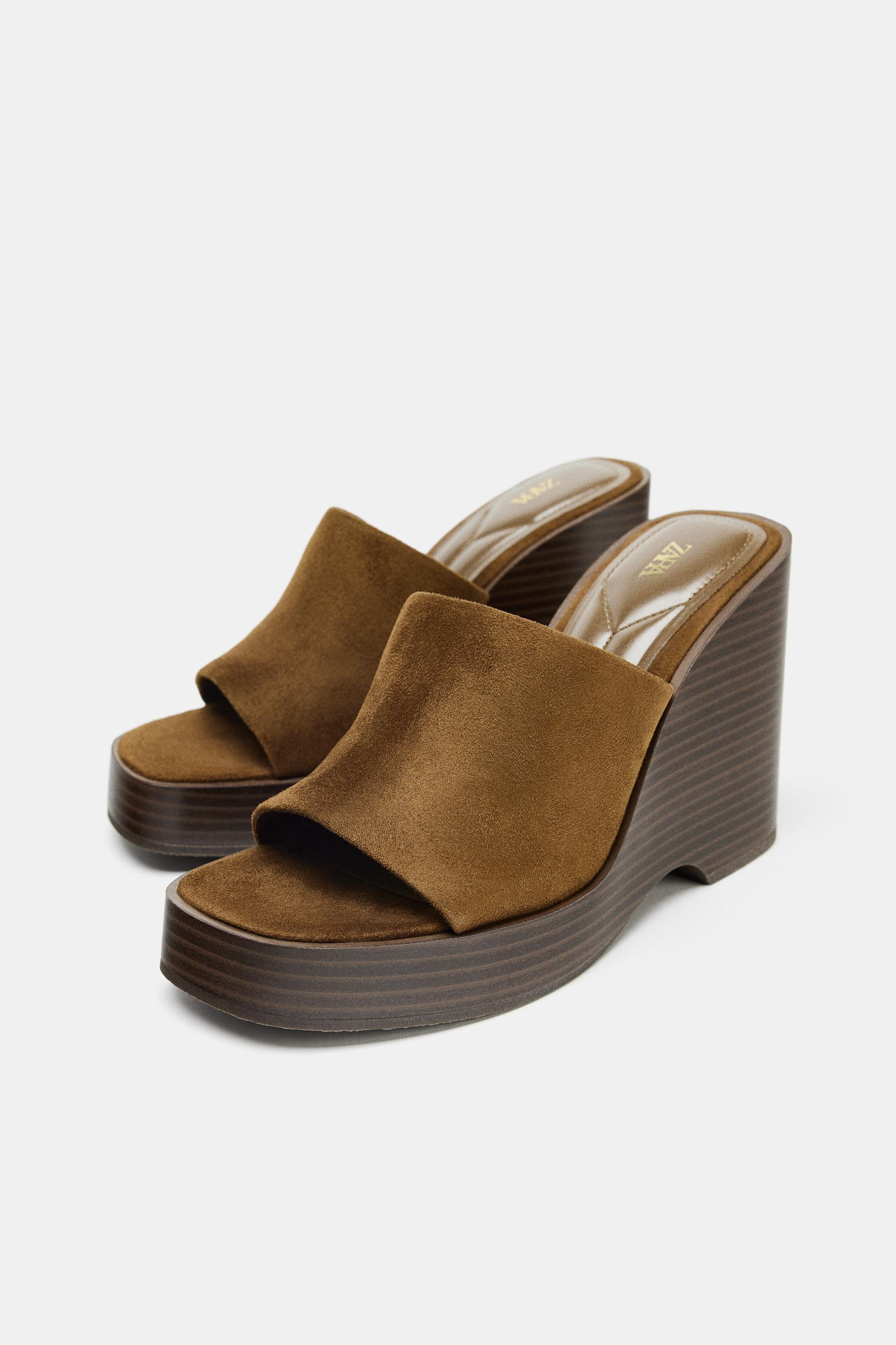 SUEDE PLATFORM WEDGE SANDALS | Zara US