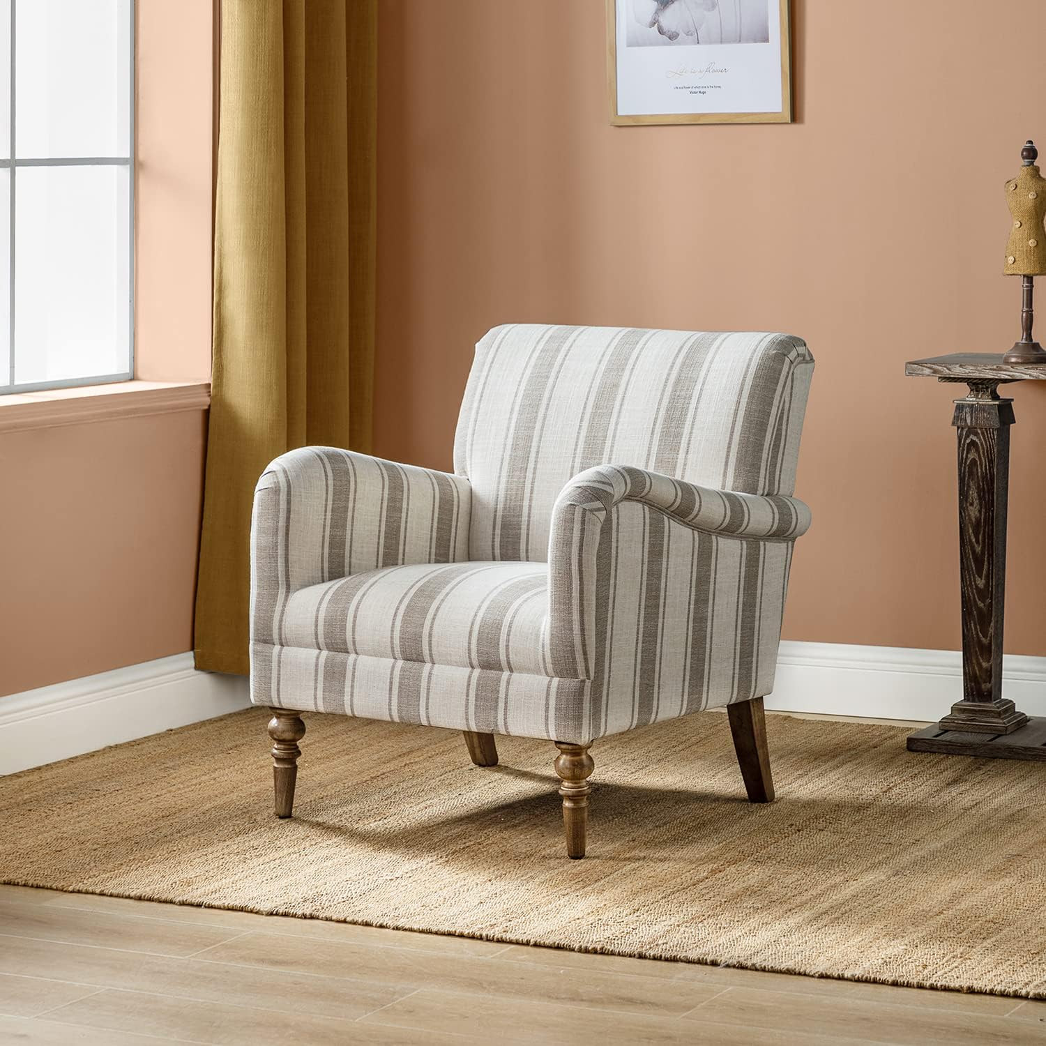 HULALA HOME Modern Accent Chair with Arms and Wooden Legs, Comfy Upholstered Armchair for Living ... | Amazon (US)