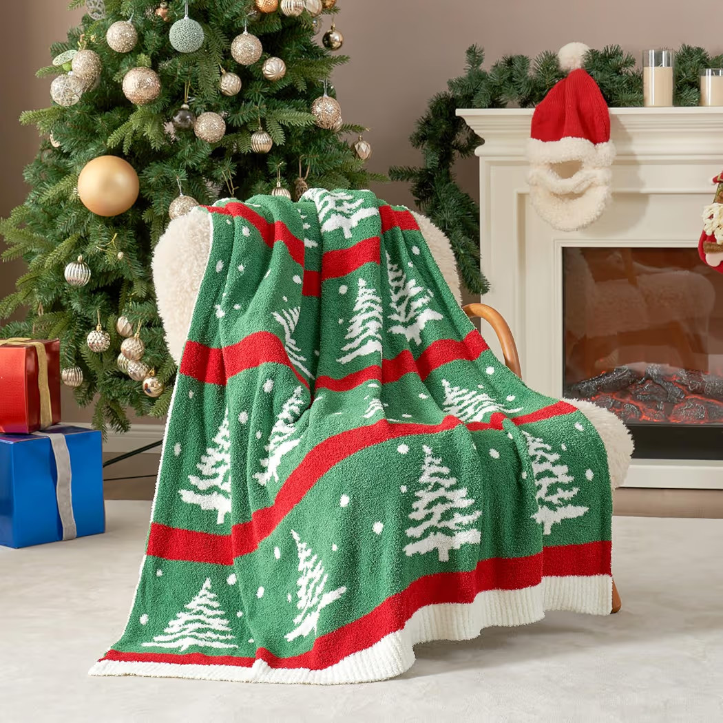 Snuggle Sac Christmas Throw Blanket Green Christmas Tree Blanket 50x60 inches, Ultra Soft Cozy Th... | Amazon (US)