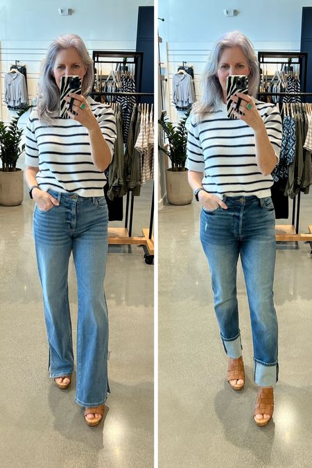 Which pair of denim is your favorite? What style will you be wearing as we head into spring?
Wide leg or cuffed straight leg. Both of these look great with a sandal and a cute little sweater. 
 

#LTKshoecrush #LTKstyletip