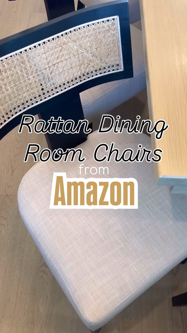 Elegant. Great Quality. Transitional. Affordable. 

There was no second guessing when I saw these chairs! The black trim matched my lighting and brought the black elements over from my kitchen. But, the beige canvas cushions and the rattan backing offered a softness and elegance I was looking for! 

Do you love them? 
Leave me a comment and I’ll send you a link! 🖤🤎🖤

.
.
#diningroom #transitionaldesign #accentwall #blackhome #moodydiningroom #homedecor #home #interiordesign #custom #customhome #homesweethome #kitchensofinstagram #homesofinstagram #transitional #reels