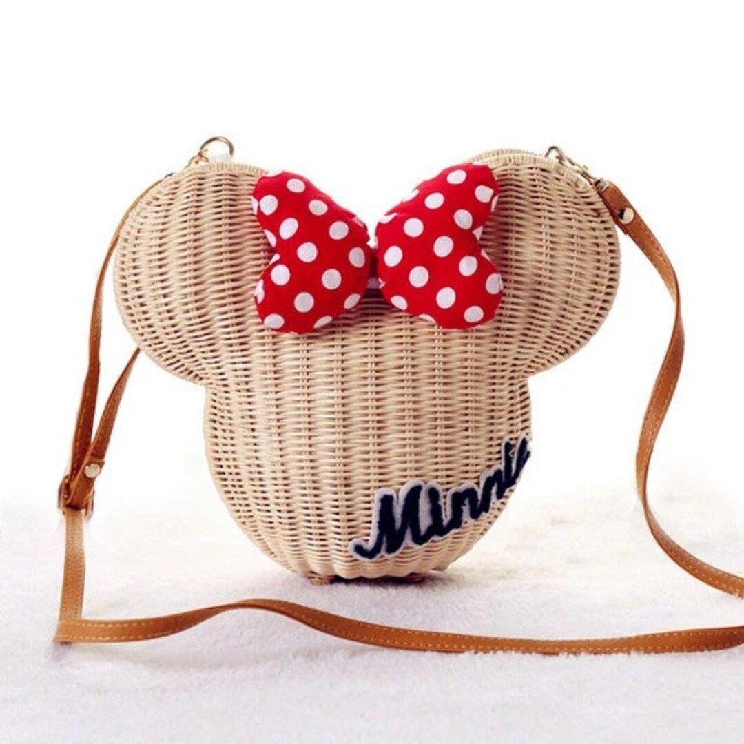 Minnie Mouse Straw Purse, Handmade Rattan Handbag, Disney crossbody purse, crossbody mouse purse | Etsy (US)