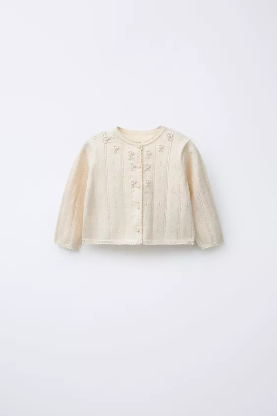 OPENWORK AND EMBROIDERED KNIT CARDIGAN | Zara US