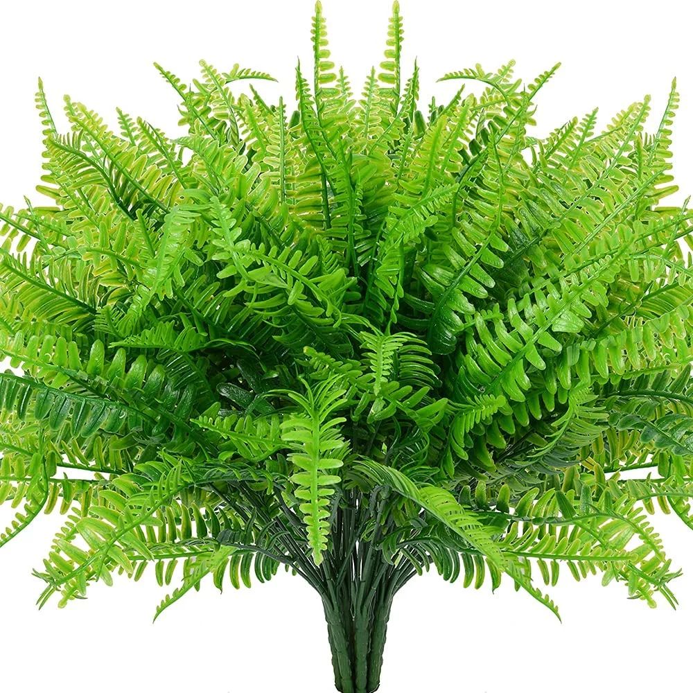 4pcs Artificial Boston Fern Bushes Artificial Ferns for Outdoor UV Resistant (Green) | Walmart (US)
