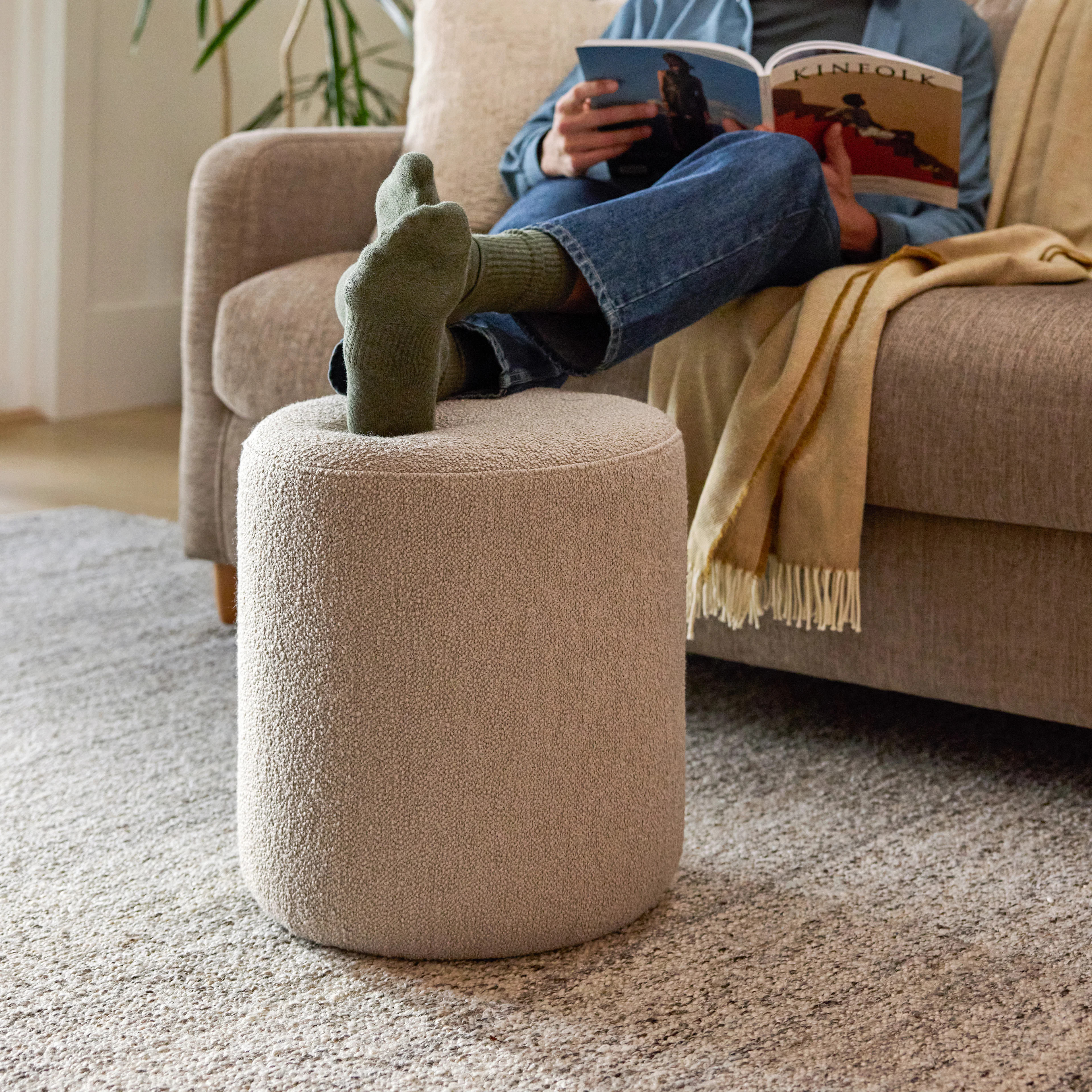 Cilo 16" Ottoman - Sandstone Wool Bouclé | Article