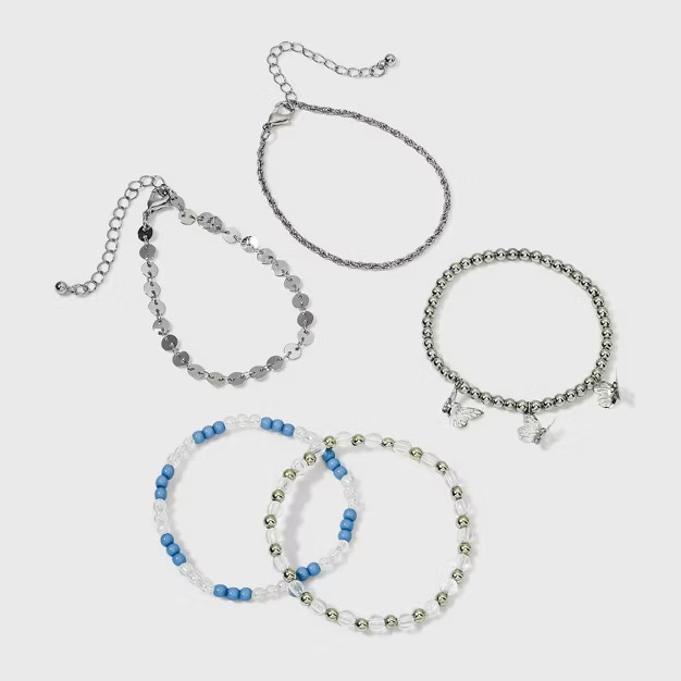 Girls' 5pk Mixed Butterfly Stretch Bracelet Set - art class™ | Target