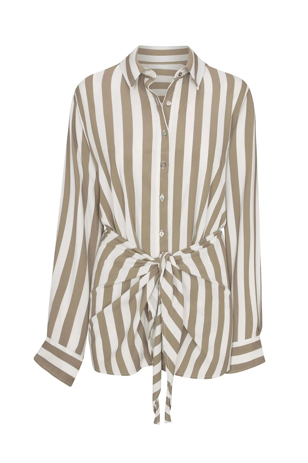 L.A. Button-Down Wrap Mini Dress Striped | Maison Rogue