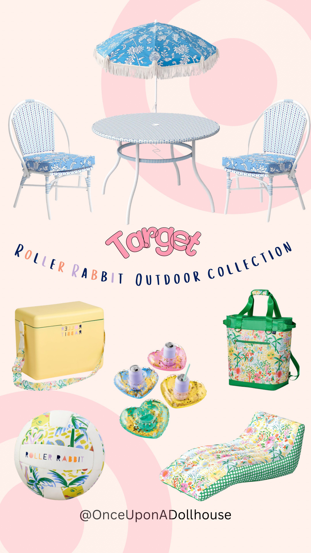 Target Roller Rabbit Outdoor Collection! 

Floats, backback, coller, round patio table, chairs, lounge float

#LTKHome #LTKSeasonal #LTKSpringSale