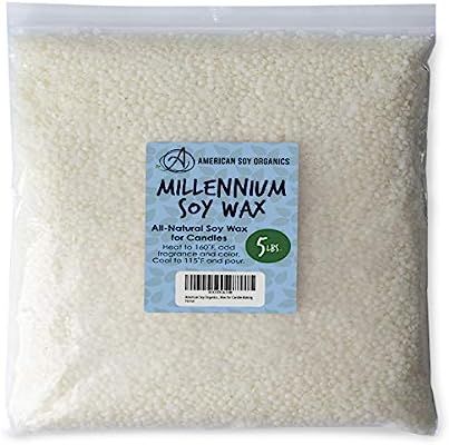 American Soy Organics Millennium Wax - 5 lb Bag of Natural Soy Wax for Candle Making | Amazon (US)