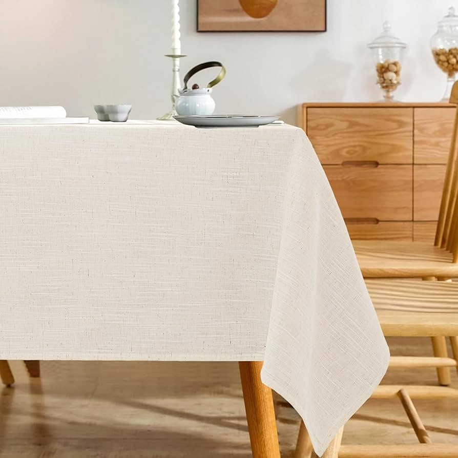 Natural Linen Rectangle Tablecloth, 2 Pack Slubby Textured Fall Lightweight Table Cloth 60 x 84 I... | Amazon (US)
