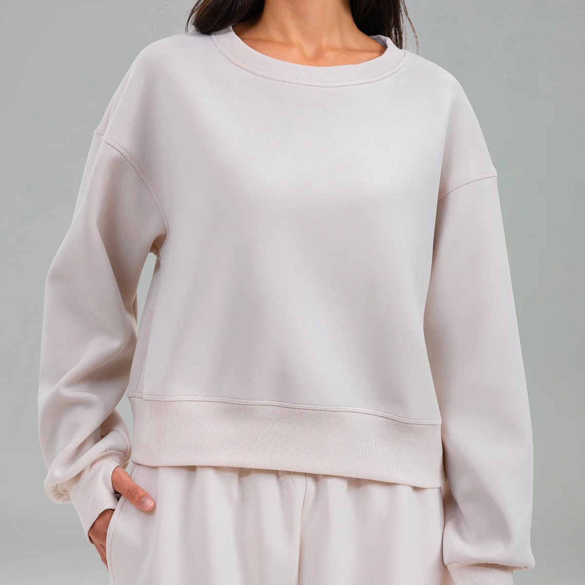 Velvra Fleece Modal Crewneck Sweatshirt w/ Thumb Holes | Colorfulkoala