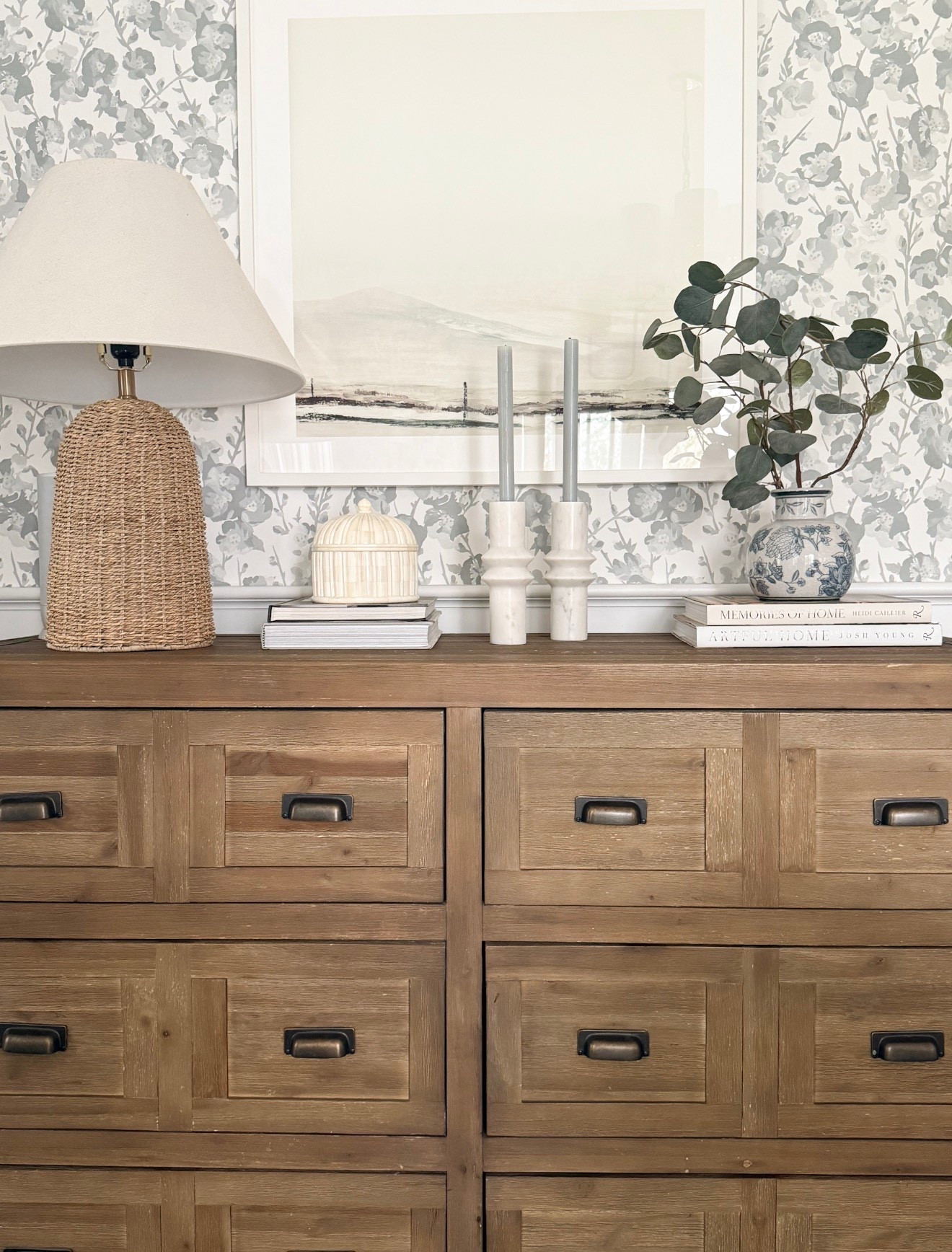 Cozy breakfast nook and dining room inspo. I love this blue and white vase (Amazon find!!) and this woven lamp (from Target!) you can also use my code MICHELLEART for a discount on this Minted piece! 

#LTKSeasonal #LTKHome #LTKSaleAlert