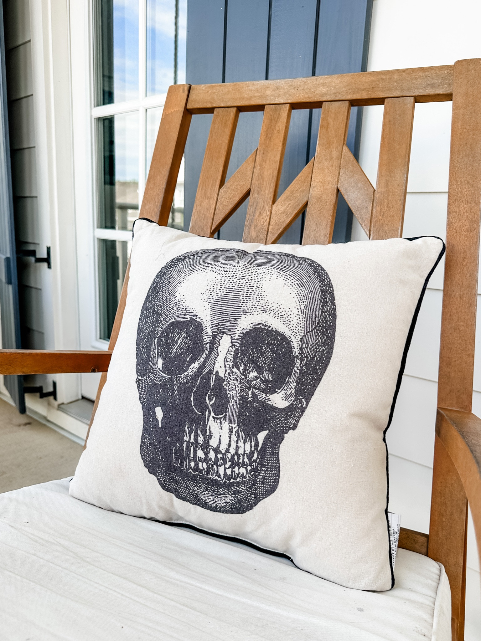 Love this skull pillow for my outdoor porch chairs 💀 

#LTKSeasonal #LTKhome