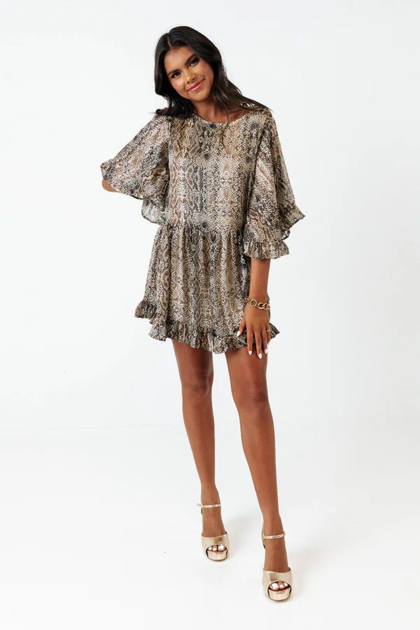 Chic Sweetheart Snake Print Shift Dress in Brown • Impressions Online Boutique | Impressions Online Boutique