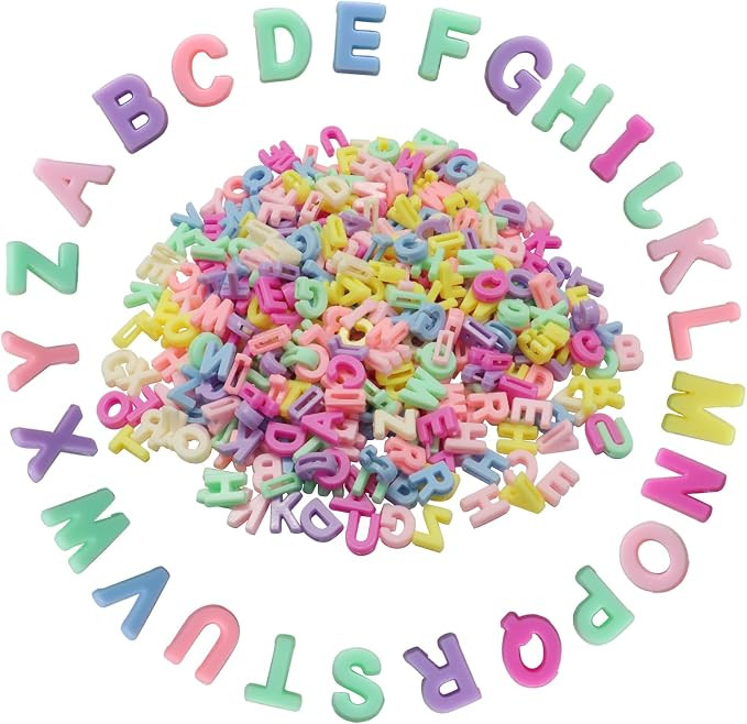 400pcs 9x12 mm Letter Beads, Macaron Color | Amazon (US)